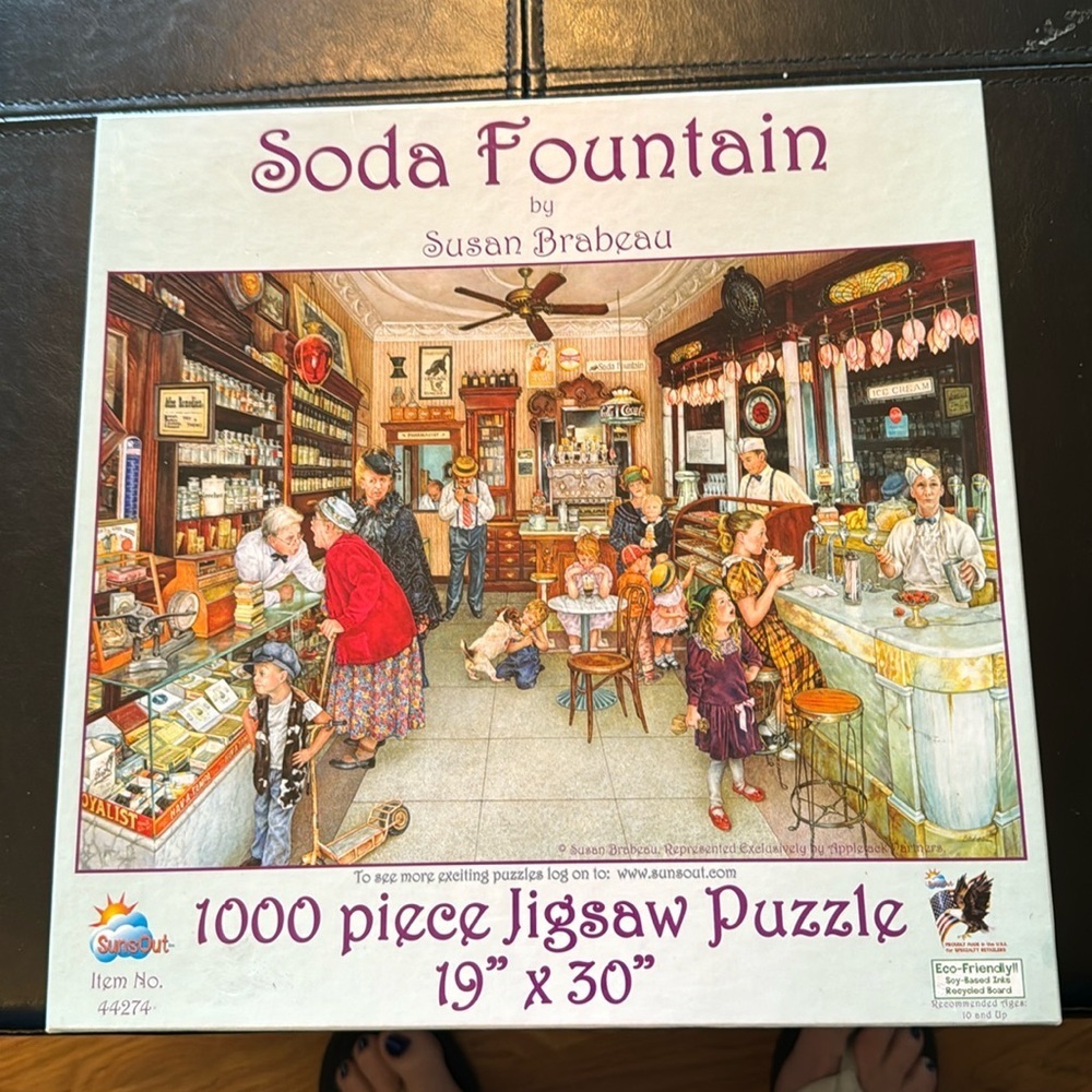 Jigsaw Puzzle, “Soda Fountain” Susan Brabeau 1000 piece - never opened
